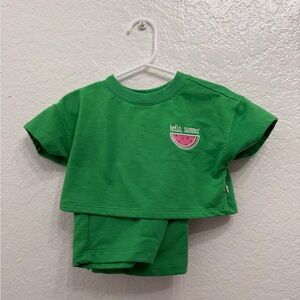 BearPaw Green Short Sleeve Tee with Watermelon Patch